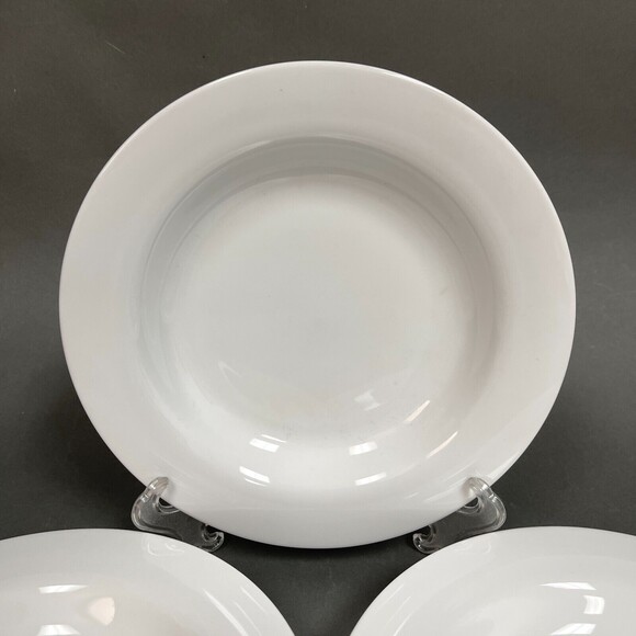 Crate & Barrel Rimmed Bowls Pasta Soup Cereal All White 8 7/8" Lot of 3 - Picture 2 of 8